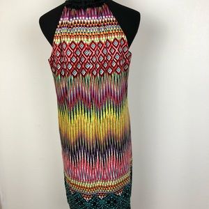 LONDON TIMES Rainbow Multi Color Tribal Dress